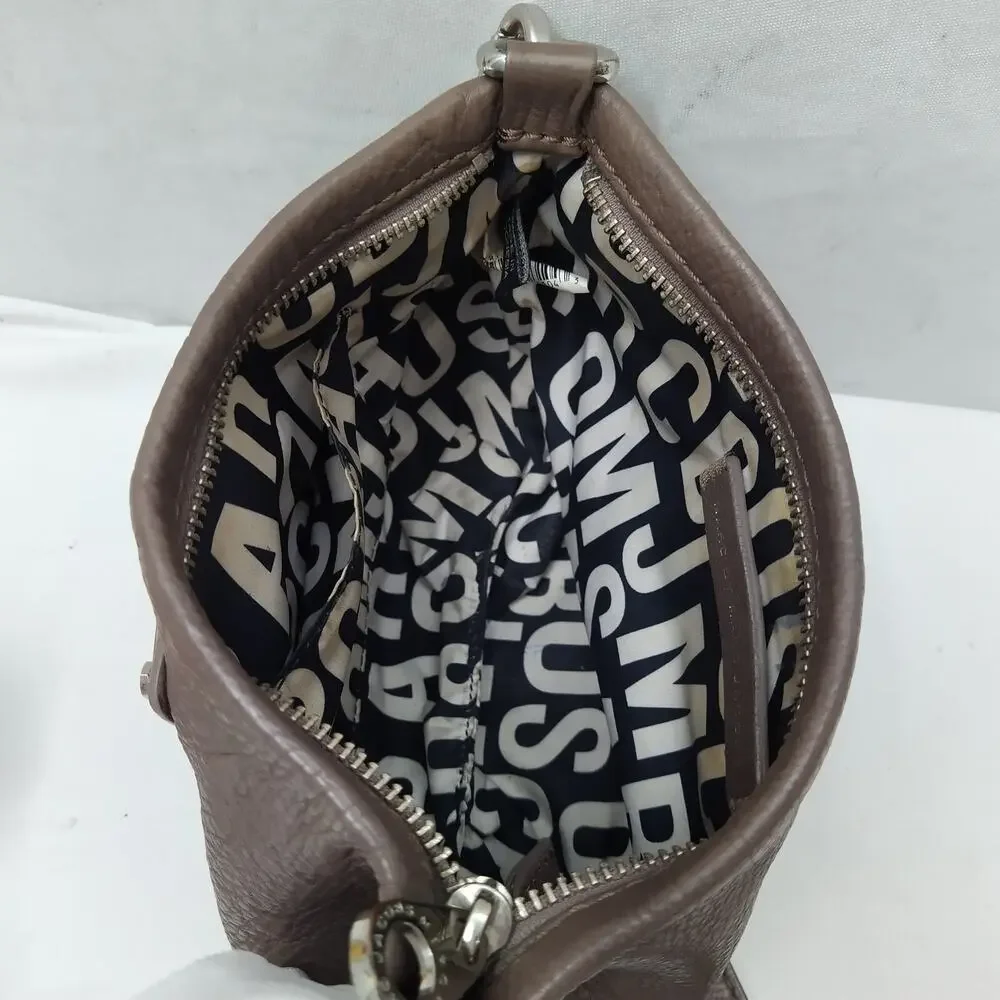 Marc by Marc Jacobs Gray Pebbled Leather Zipper Closure Crossbody Bag